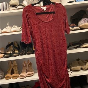 Motherhood maternity velvet dress